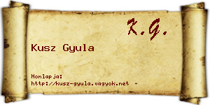 Kusz Gyula névjegykártya